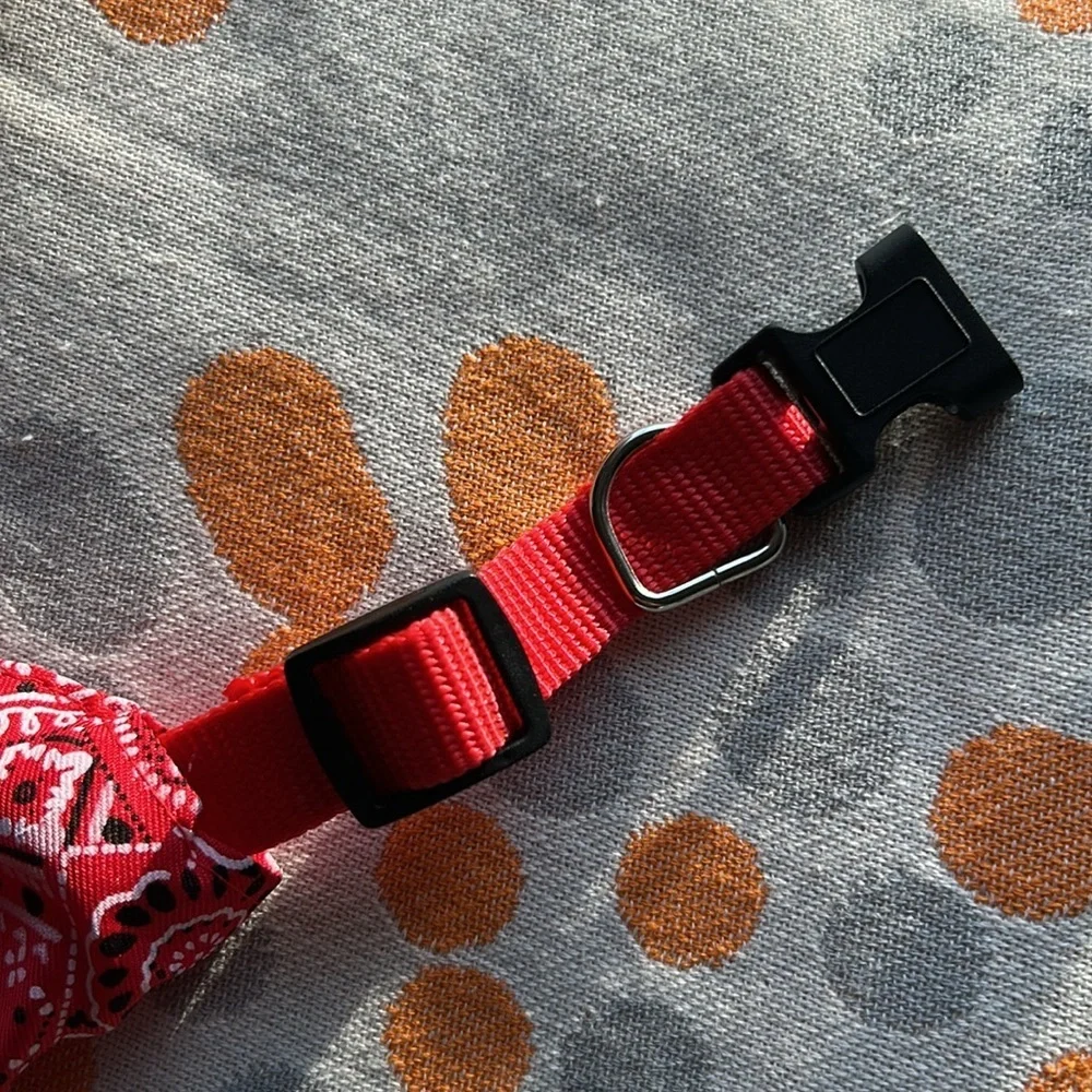 Red Bandana Red Dog Collar Adjustable Custom Made for Dog Leashes.